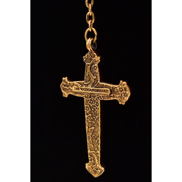 Vintage Vatican Library Collection Pearl Rosary Cross Necklace Gold Signed BinBQ - Picture 9 of 12